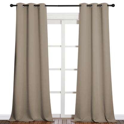 NICETOWN Patio Glass Door Blackout Curtains for Bedroom/Living Room, Privacy Panel Drapes for Dining and Guest Room (Taupe, 42 inches Wide x 90 inches Long, 1 Pair)