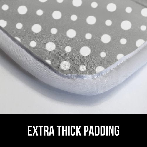 GORILLA GRIP The Original Ironing Board Cover and Pad, Silicone Coating, 400°F Scorch Resistant Thick Padding, Heavy Duty Iron Covers Standard Boards, Hook and Loop Fastener Strap, Polka Dots 28x24