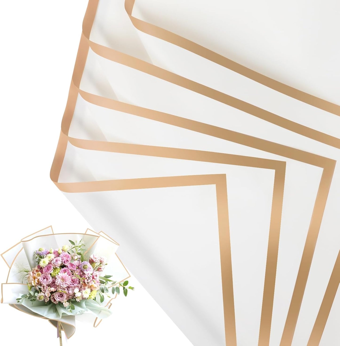 NESCCI 20 Sheet Flower Wrapping Paper - Waterproof Floral Bouquet Wrapping Paper, Florist Supplies Packaging Paper for Wedding Birthday Gift DIY (White)