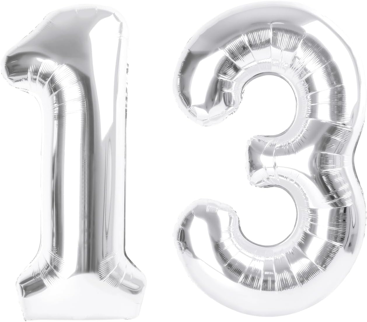 Numbers 40 Inch Balloon - Large Silver Number 13 Foil Balloon for Birthday & Wedding Decorations