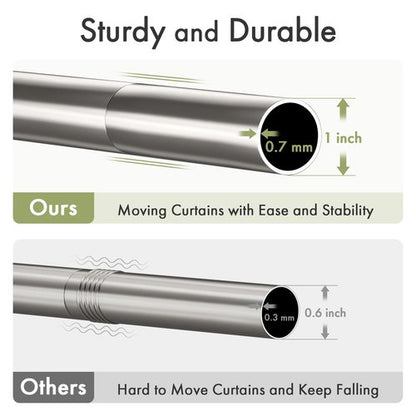 AmazerBath Nickel Spring Tension Shower Curtain Rod 31-75 Inches, 1 Inch Diameter Heavy Duty Tension Rod Rust Proof Bathroom Curtain Rod, Adjustable No Drill Easy Segmented Installation
