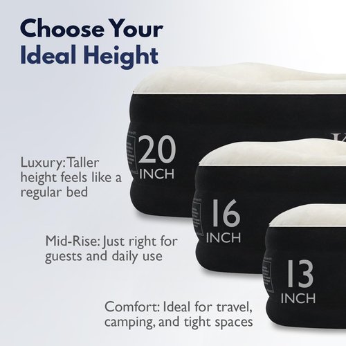 King Koil Luxury Air Mattress - California King Size with Built-in Pump | Waterproof & Adjustable, 20" Double High, Perfect for Home & Camping