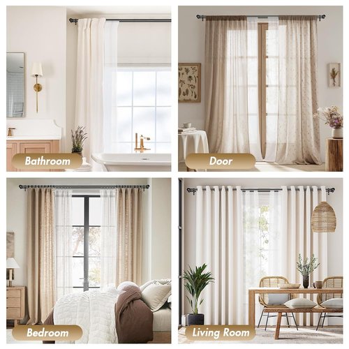 GXOACKJ Double Curtain Rods for Windows 72-144 Inches Length, Adjustable Heavy Duty Decorative Double Drapery Rod With Round Finials For Living Room Bedroom, Black