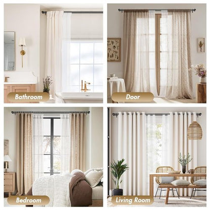 GXOACKJ Double Curtain Rods for Windows 72-144 Inches Length, Adjustable Heavy Duty Decorative Double Drapery Rod With Round Finials For Living Room Bedroom, Black
