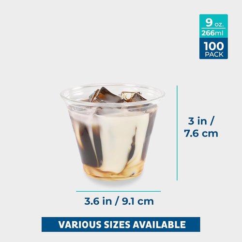 Freshware 9 oz Clear Disposable Plastic Cups - Heavy-Duty Tumblers for Parties | 100 Pack