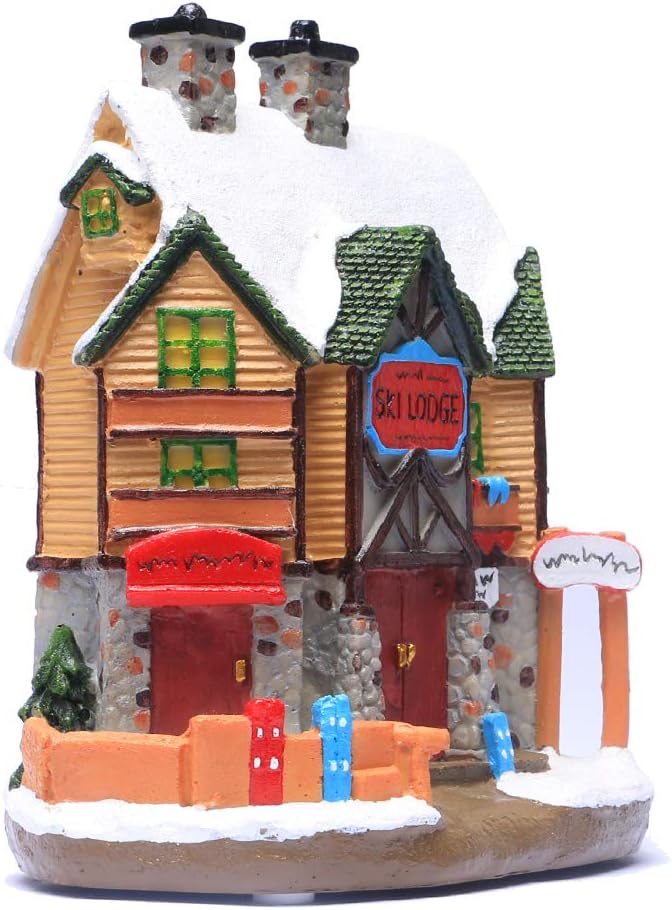 Regine Switzerland Christmas Village House - Lighted Winter Ski Lodge Scene Decoration