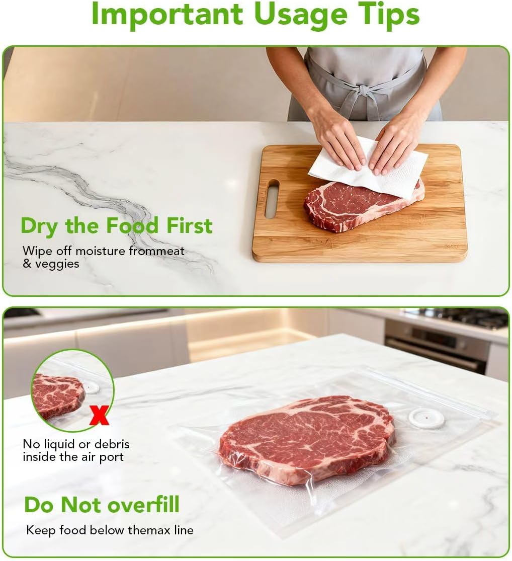 Vacuum Sealer Bags - 30 Pcs BPA-Free Reusable Food Storage Bags with Air Valve | Ideal for Sous Vide & Microwave