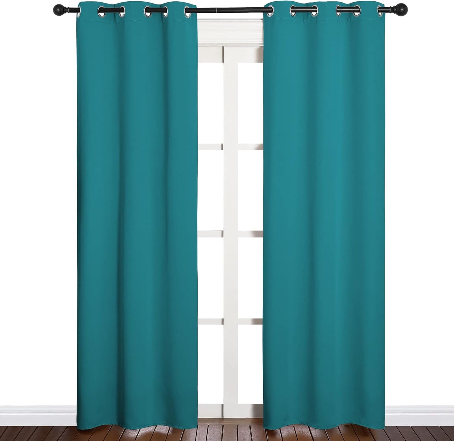 NICETOWN Blackout Curtains - Room Darkening Thermal Insulated Grommet Panels | 84 Inch, Peacock Teal, 2 Pieces