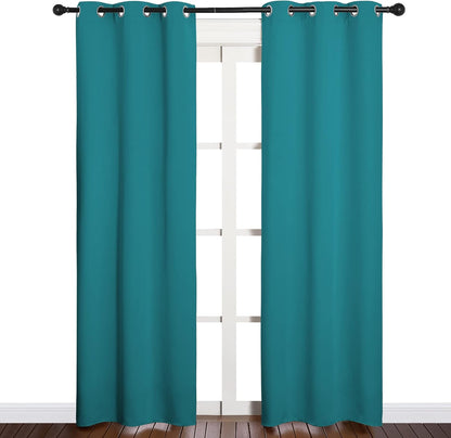 NICETOWN Blackout Curtains - Room Darkening Thermal Insulated Grommet Panels | 84 Inch, Peacock Teal, 2 Pieces