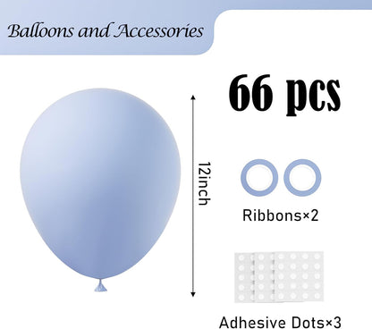 Voircoloria 12-Inch Dusty Blue Balloons - 66-Pack Slate Blue Latex for Weddings & Celebrations