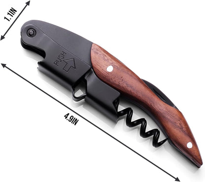 wine opener Professional Corkscrews for Wine Bottles w/Foil Cutter and Cap Remover - Manual Wine Key for Servers, Waiters, Bartenders and Home Use - Classic Rosewood