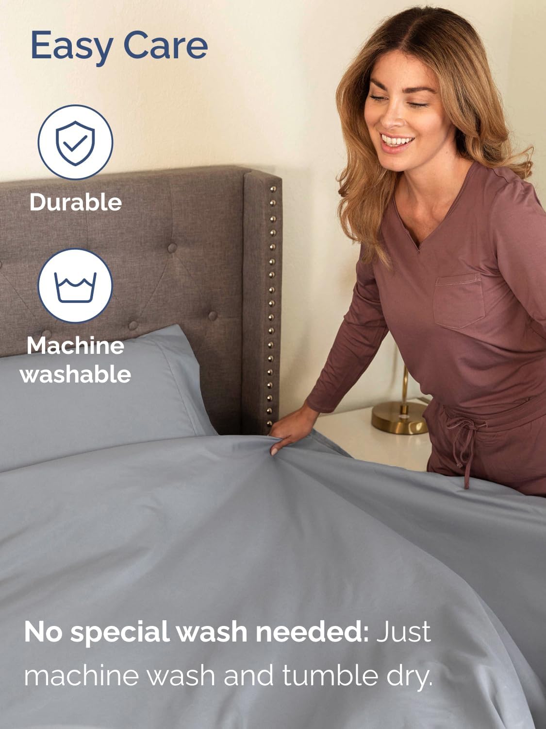 Skiennix Extra Deep Full Sheet Set | 6-Piece Breathable Cooling Bedding - Soft, Wrinkle-Free, Steel Blue