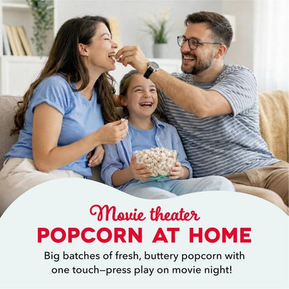 Dash SmartStore Popcorn Maker - Electric Stirring Popper with Butter Tray & Clear Bowl - 12 Cups, Aqua