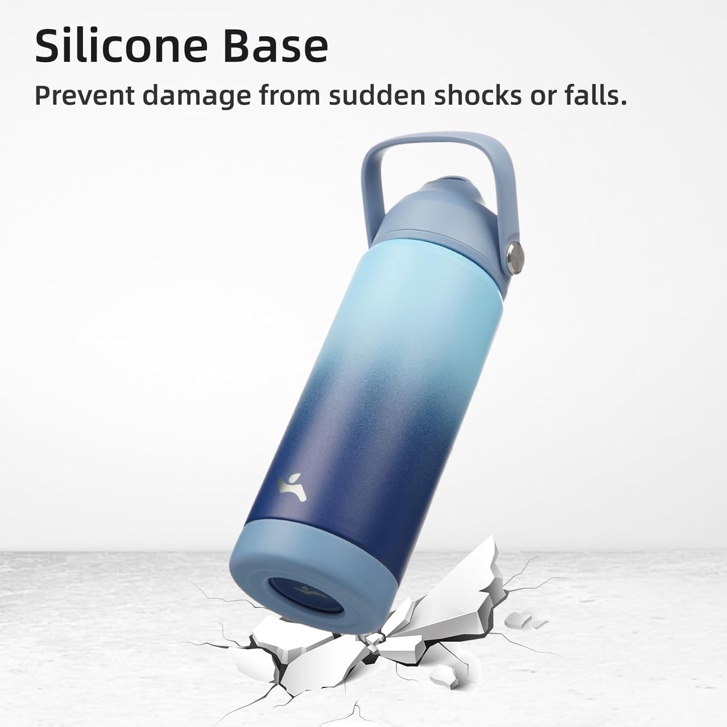 Skiennix Insulated Water Bottle - 24 Oz Stainless Steel with Straw Lid & Silicone Handle | Sky Color