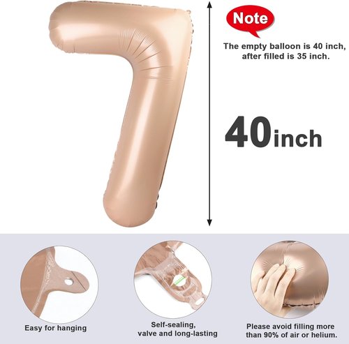 40 Inch Light Brown Number 7 Balloon | Perfect for Birthdays, Engagements, and Graduations