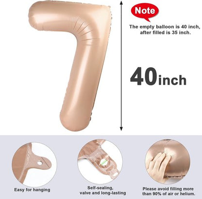 40 Inch Light Brown Number 7 Balloon | Perfect for Birthdays, Engagements, and Graduations