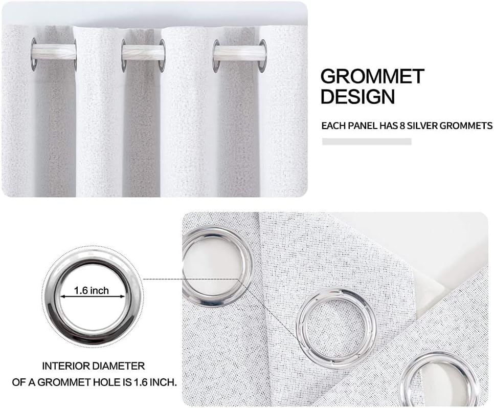 MIULEE Blackout Curtains - 100% Thermal Insulated Linen Texture Drapes | Grayish White, 52x120 Inch (2 Panels)