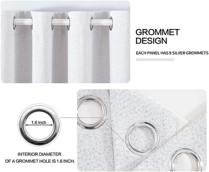 MIULEE Blackout Curtains - 100% Thermal Insulated Linen Texture Drapes | Grayish White, 52x120 Inch (2 Panels)