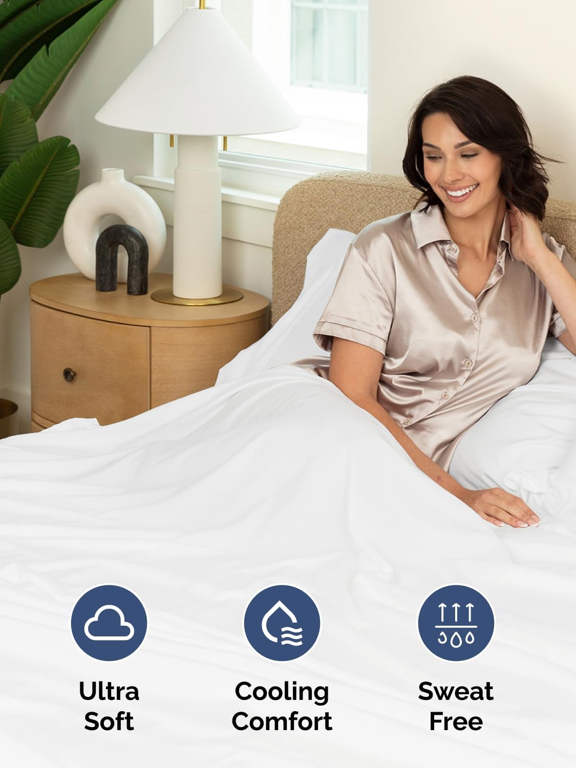Skiennix Extra Deep King Sheet Set - 6 Piece Breathable Cooling Bedding - Soft, Wrinkle-Free White
