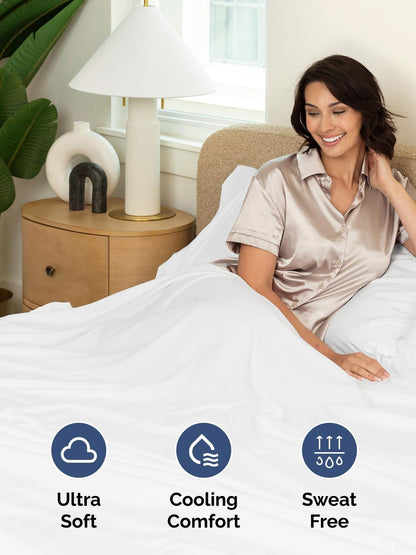 Skiennix Extra Deep King Sheet Set - 6 Piece Breathable Cooling Bedding - Soft, Wrinkle-Free White