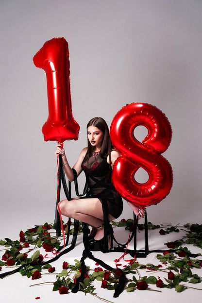 Numbers Balloons - 40 Inch Red Foil Number Balloons for 18th Birthday & Wedding Celebrations
