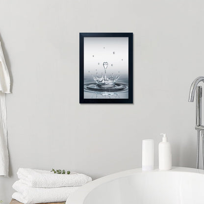 Skiennix Bathroom Decor Wall Art - Modern Heart Water Drop Canvas Print | Black Framed Design