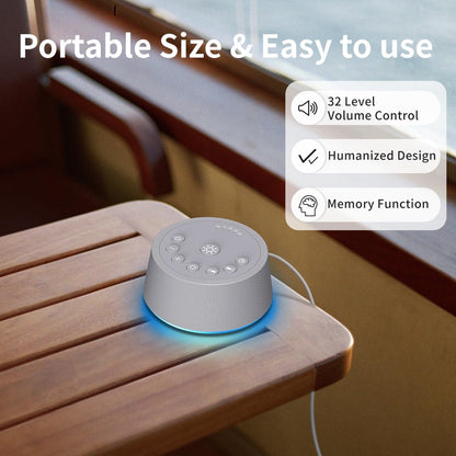 SoundLegend White Noise Machine - 32-Level Volume, 30 Soothing Sounds, 12 Color Lights | Compact Travel Gift