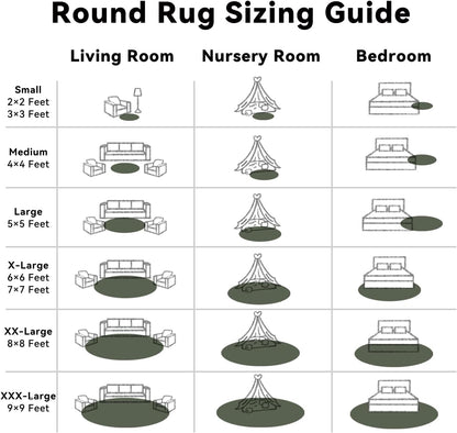 OLANLY Olive Green Round Rug - Soft, Fluffy Shag Area Rug | 6 ft Machine Washable Carpet for Bedroom & Living Room