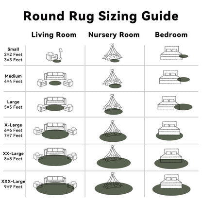 OLANLY Olive Green Round Rugs for Bedroom - Machine Washable, 8 ft Circle Area Rugs for Living Room, Soft and Fluffy Shaggy Carpet for Teen Girl and Boys, Nursery Rooms, Dorms, Home Decor Aesthetic