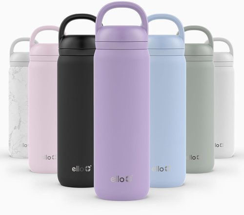 Ello Cooper Twist 22oz Stainless Steel Water Bottle - Leak Proof, Double Walled, Vacuum Insulated | Fits Car Cupholder, Dishwasher Safe | Lilac