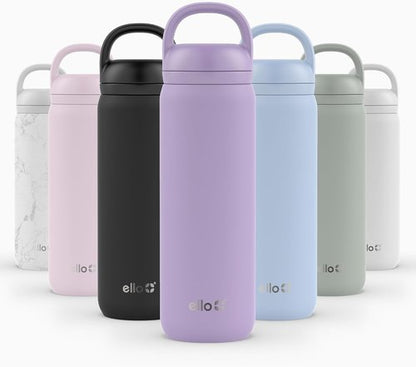 Ello Cooper Twist 22oz Stainless Steel Water Bottle - Leak Proof, Double Walled, Vacuum Insulated | Fits Car Cupholder, Dishwasher Safe | Lilac