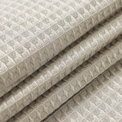 Round Waffle Textured Waterproof Tablecloth 70x70 Inch Natural - Stain & Wrinkle Resistant