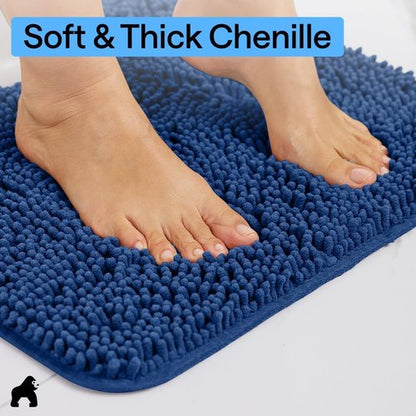 GORILLA GRIP Bath Rug Mat - Soft Absorbent Chenille | Quick-Dry Microfiber, 36x24 Royal Blue