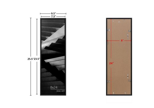 DOAI ART 8x24 Picture Frame Black 2 Pack, Poster Frames 8 x 24 inches or 8x24 Frame with HD Plexiglass for Horizontal or Vertical Wall Mounting, Durable Scratch-proof Safe and Artistic