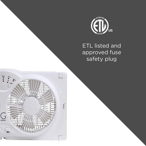 Genesis Twin Fan High Velocity Reversible AirFlow Fan, LED Indicator Lights Adjustable Thermostat & Max Cool Technology, ETL Certified, White (A1WINDOWFAN)