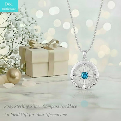 Skiennix Compass Necklace - S925 Sterling Silver Jewelry for Women | Rose Gold Gift for Any Occasion