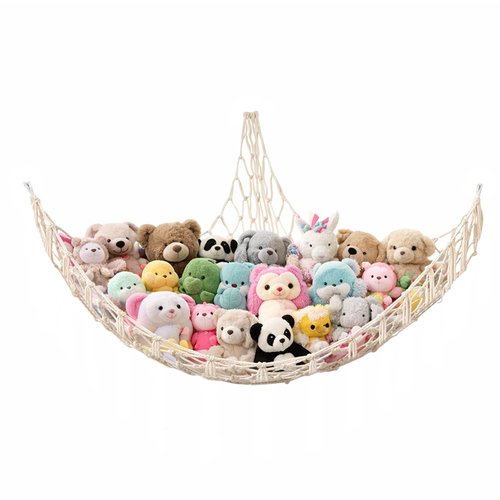 YONSEN Stuffed Animal Storage Hammock Large Toy Storage Net Stuff Animal Hanging Organizer Holder for Plush Plushie Included Anchors & Hooks Teddy Bear Storage Boho Room Decor