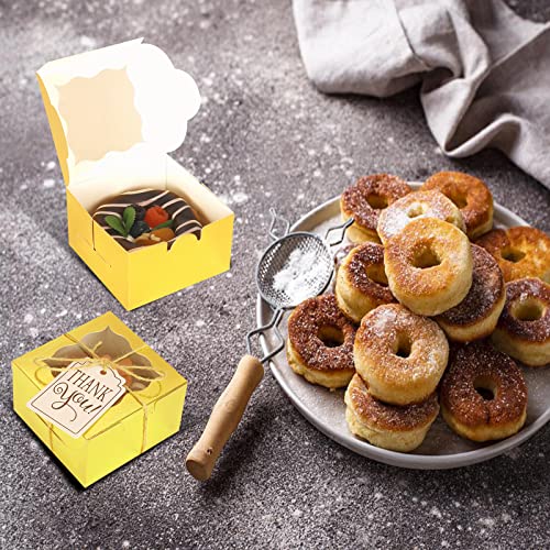 Gold Small Cookie Gift Box with Window - 20 Pack, 4x4x2.5 Inches