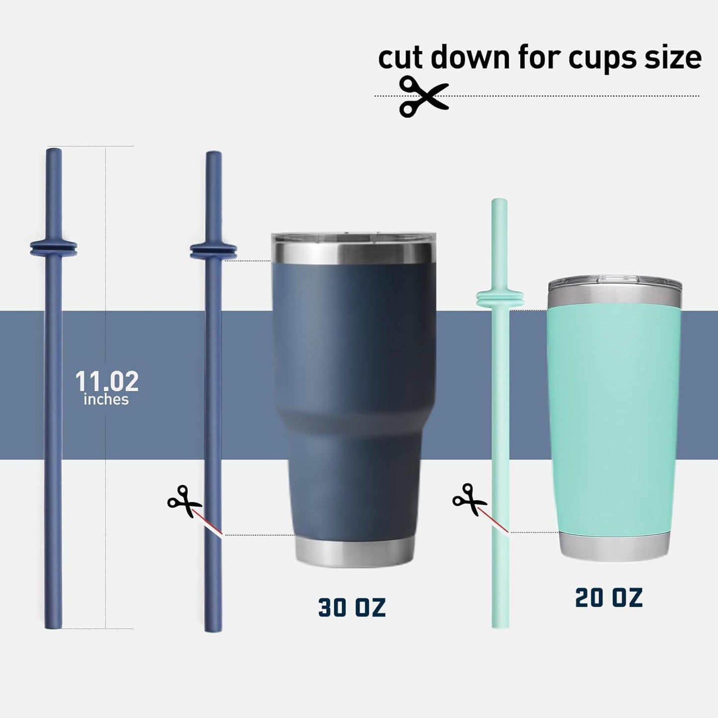Yeti | Silicone Straws for Rambler Tumblers - 2 Reusable Straws & Cleaning Brush | Navy