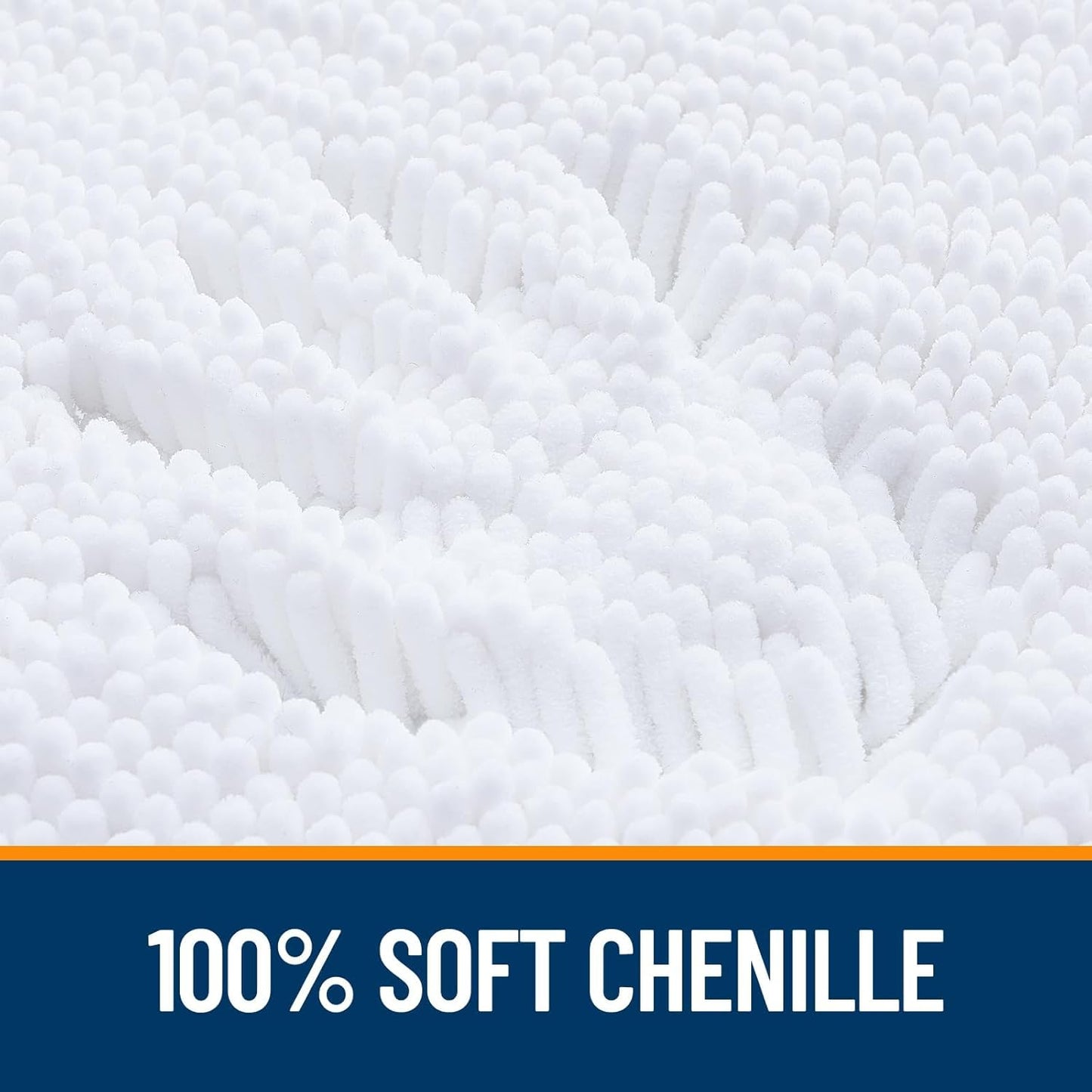 OLANLY U-Shaped Toilet Rug - Extra Soft Chenille, Quick-Dry, Non-Slip Bathroom Mat | 20x20, White
