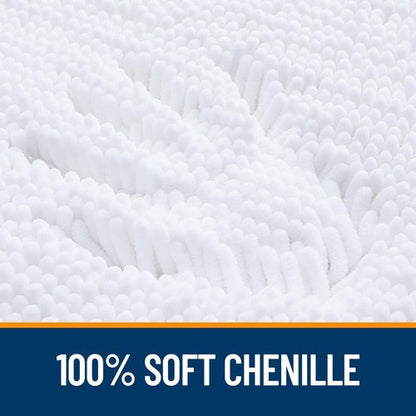 OLANLY Toilet Rugs U-Shaped 24x24, Extra Soft Absorbent Chenille Contour Bathroom Rugs for Toilet, Dry Quickly, Machine Washable, Non-Slip Bath Mat, White