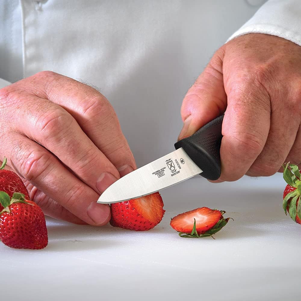 Mercer Culinary Paring Knife - 4-Inch Millennia with Black Handle for Precision Cutting