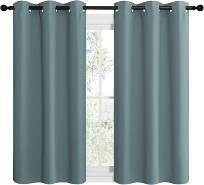 NICETOWN Modern Blackout Curtains - Noise Reducing & Thermal Insulated Drape Panels | Greyish Blue, 2 Panels, W42 x L48-Inch