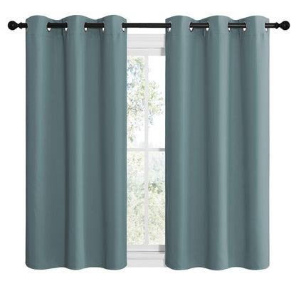 NICETOWN Modern Blackout Curtains Noise Reducing, Thermal Insulated and Privacy Room Darkening Drape Panels for Boy's Guest Room Door Small Short Window (Greyish Blue, 2 Panels, W42 x L50 -Inch)