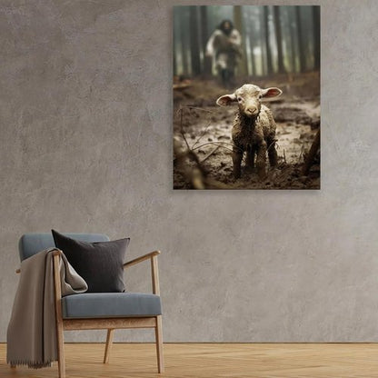 Christian Wall Art | Jesus with Lamb Canvas Print - Religious Home Decor, 8x10 Inch, Made in USA