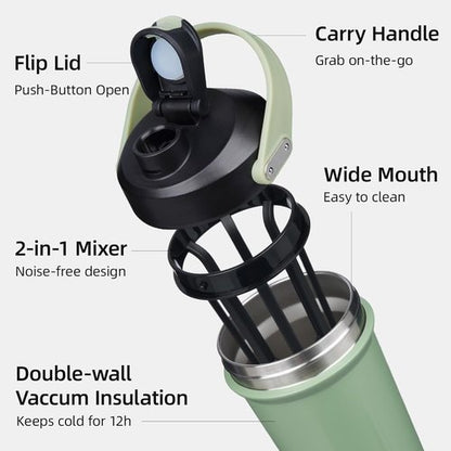 BJPKPK 25 oz Insulated Tumbler - Stainless Steel Protein Shaker Water Bottle | Forest Green