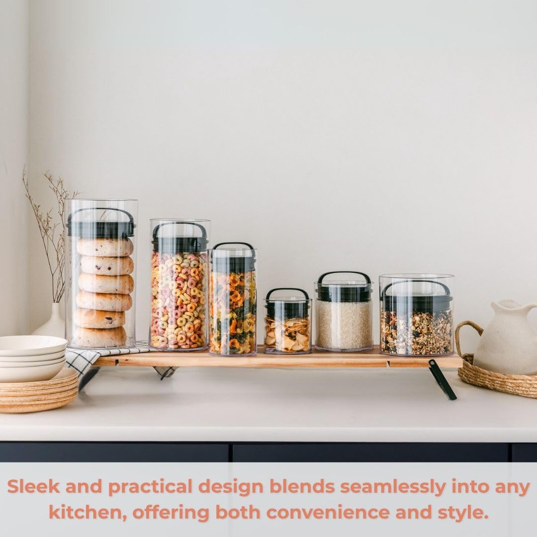Prepara Evak Fresh Saver - Medium-Tall Airless Canister with Black Handle | 2.3 Quart, Clear