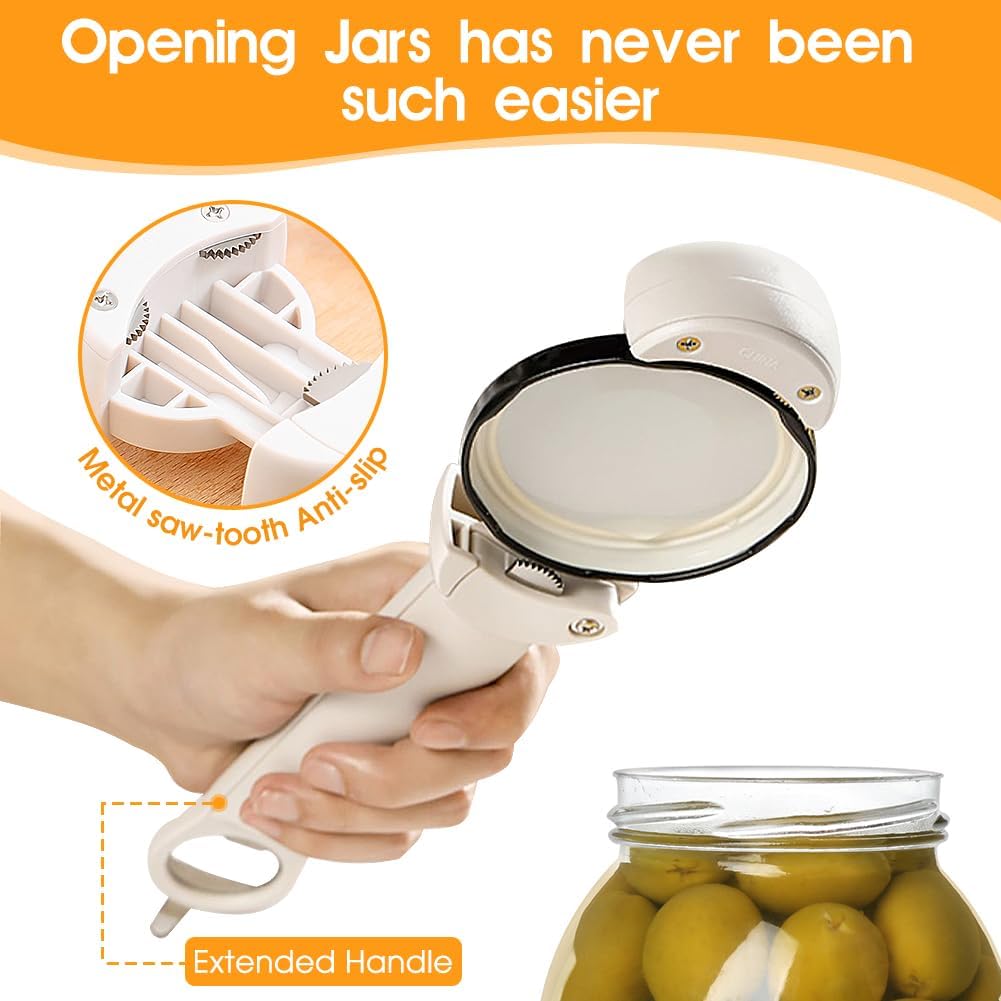 Skiennix 3-In-1 Multifunctional Retractable Bottle Opener - Stainless Steel Jar Opener for Seniors & Arthritis Relief