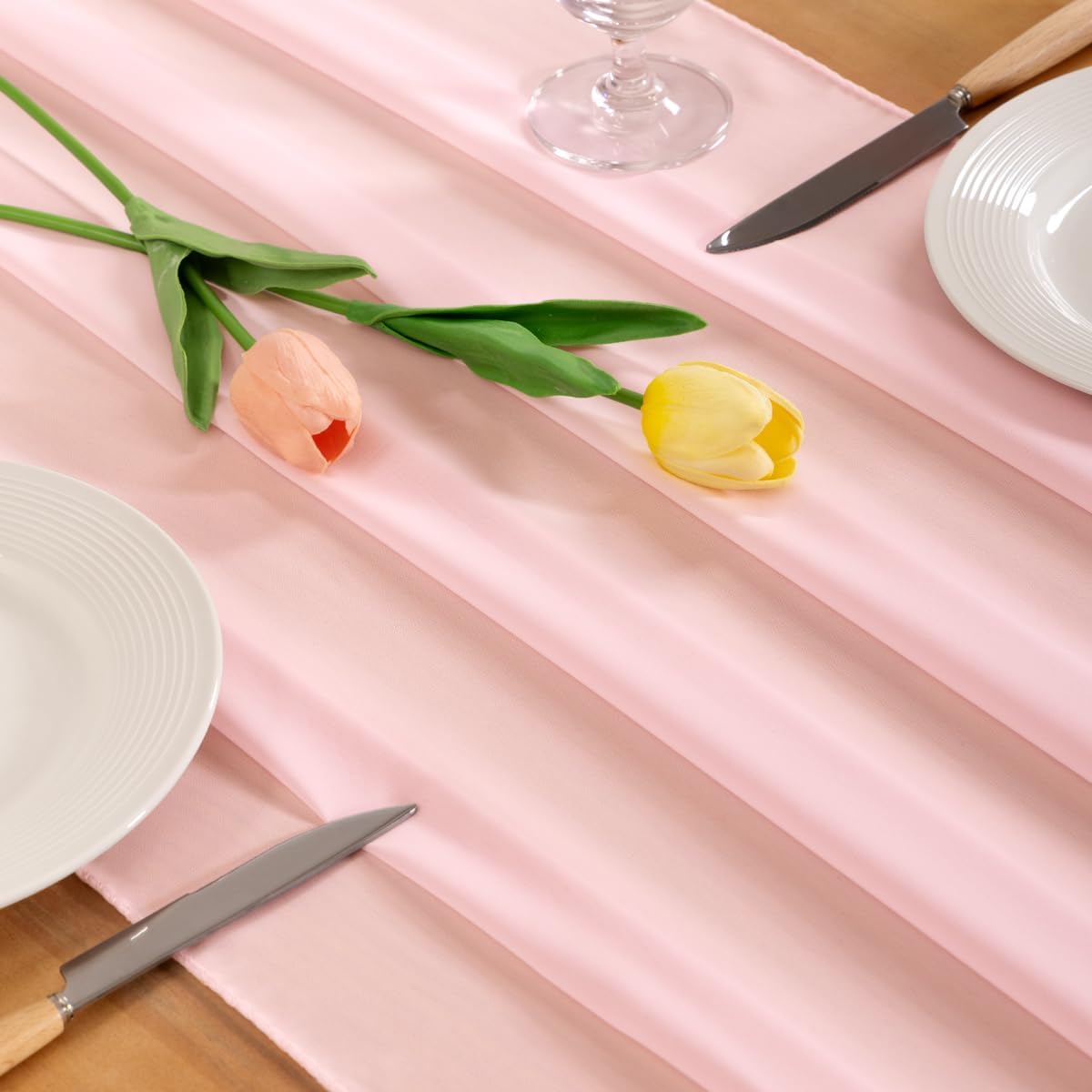 Socomi Blush Pink Chiffon Table Runner - 10ft | Elegant Wedding & Party Decor, 29x120 Inches
