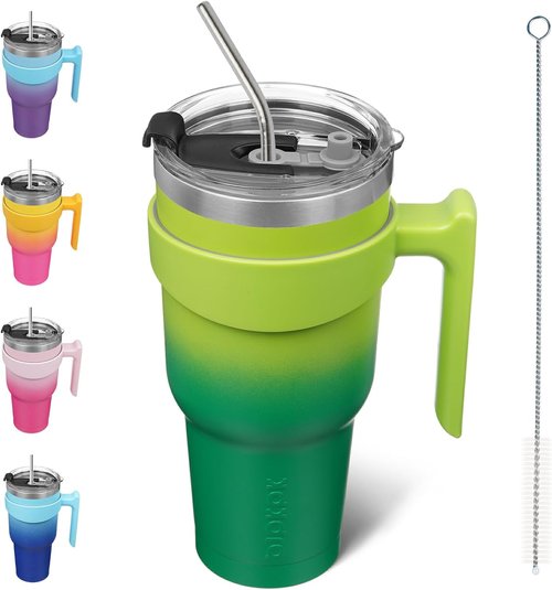 BJPKPK 40 oz Insulated Tumbler With Handle - Stainless Steel Travel Mug in Bamboo Grove